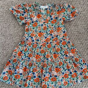 HUNTER BELL Merritt Kids Orange & Green Floral Tiered Dress